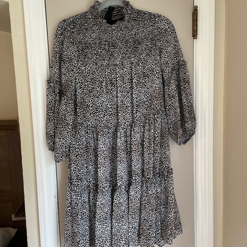 Patterned Mock Neck Dress